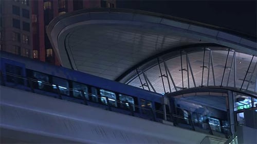 Metro Train Arrives to Station