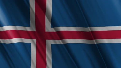 Realistic Waving Flag of Iceland Seamless Loop Background