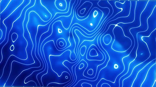 Fluid Neon Blue Contour Lines Abstract Animation