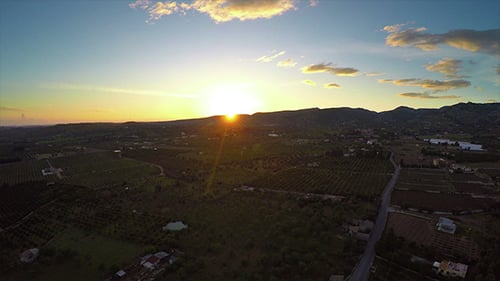 Scenic Landscape at Sunset Aerial View