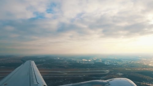 Airplane Is Take off Above The City