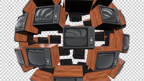 Rotating Sphere of Retro TVs 3D Looping Animation
