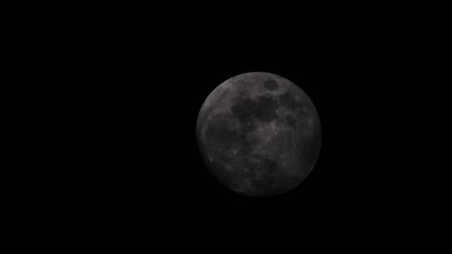Full Moon with Cratered Surface in Black Sky