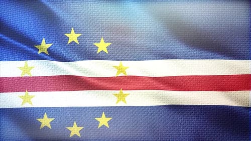 Cape Verde National Flag Waving in Realistic Fabric Motion