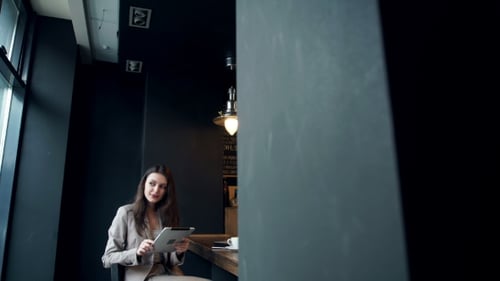 Beautiful Hipster Woman Using Laptop At Cafe