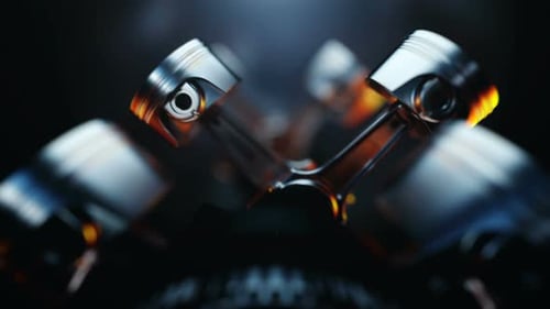 Animated V8 Engine Pistons Driving Technology Concept