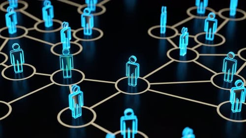 Glowing Blue People Network Loop Background Animation