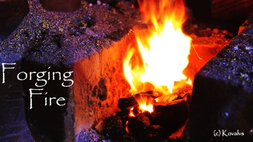 Bright Orange Fire Burning in Stone Furnace