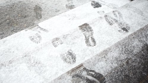 Snow Texture With Foot Prints