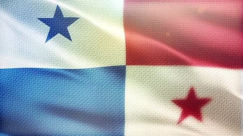 Panama Flag Waving with Realistic Fabric Texture