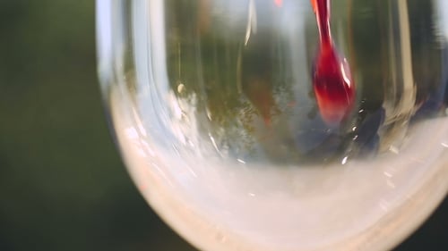 Pouring Red Wine into Glass Close Up