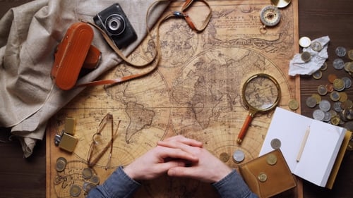 Vintage Map, Travel Planning and Exploration