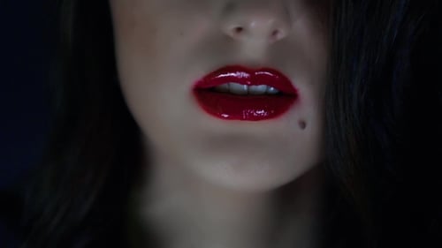 Sensual Lips with Glossy Red Lipstick