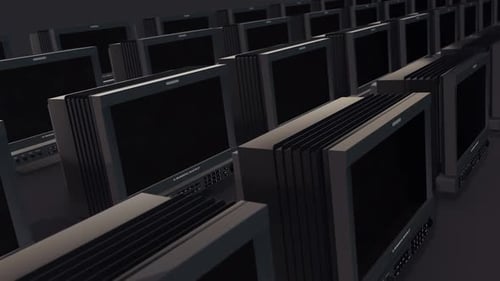 A Lot Of Studio Video Camera Monitors In A Row Hd