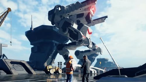 Ein riesiger Militärroboter