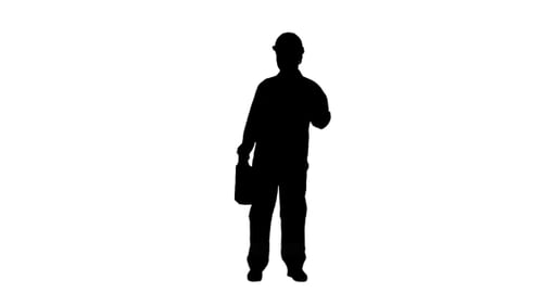 Silhouette Construction Engineer With Tablet