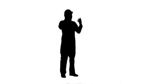 Silhouette of Engineer Talking On The Phone