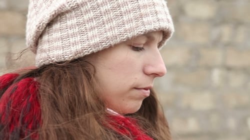 Woman Takes Pictures with Vintage Camera Outdoors