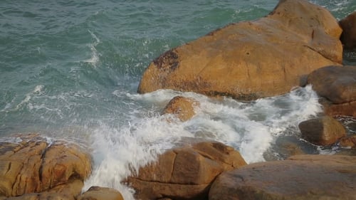 Ocean Waves Breaking On The Rocks