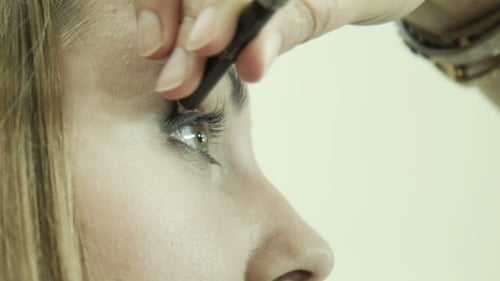 Woman Getting Eyeliner Applied Close Up