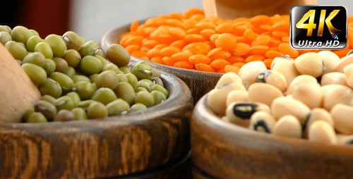 Bowls of Healthy, Colorful, Dry Legumes