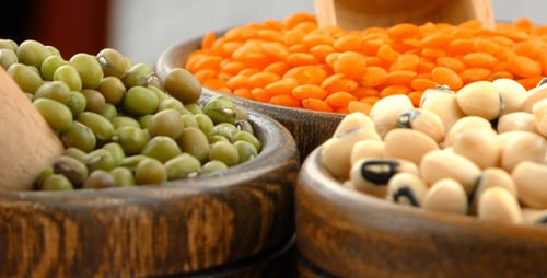 Close Up of Bowls of Dried Goods