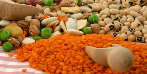 Colorful Uncooked Beans and Legumes Close Up