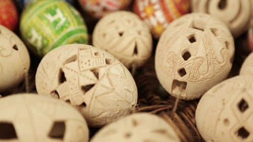 Multicolored Hand-painted Easter Eggs In a Nest