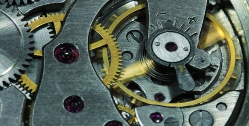 Macro Footage of Internal Watch Mechanism Gears
