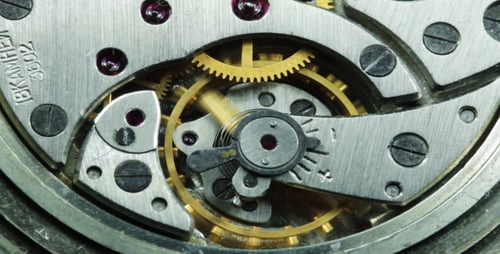 Watch Clockwork Moving and Turning in Close Up