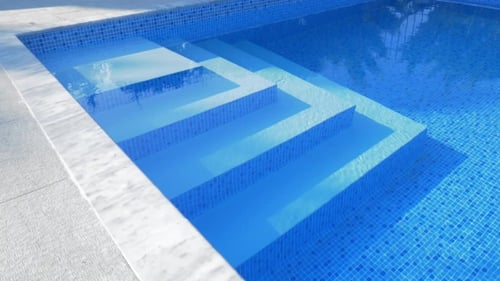 Stairs In Outdoor Swimming Pool