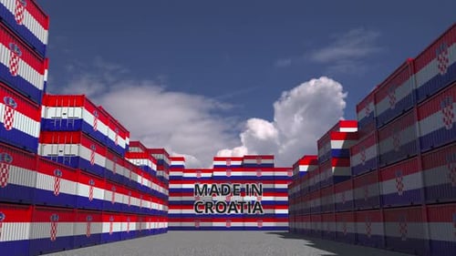 Made In Croatia Text Reveal with Shipping Containers