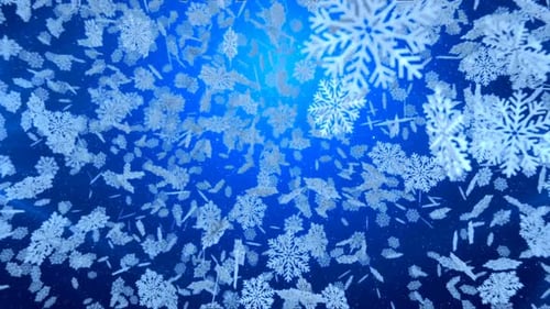 Seamless Falling Snowflakes Motion Graphics Loop with Blue Background