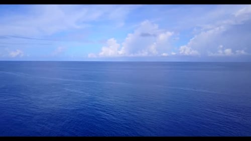 Aerial nature of tranquil tourist beach time by turquoise sea and white sand background of a dayout