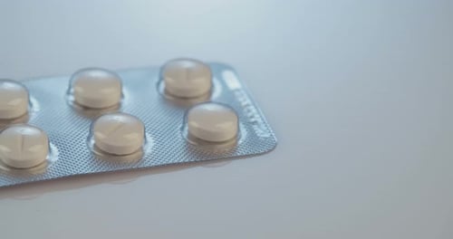 White Pills in Silver Blister Pack, Close Up