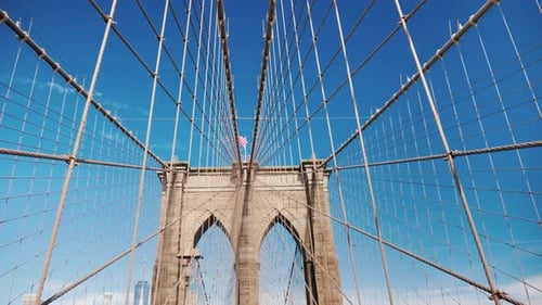 Walk Along the Brooklyn Bridge Towards Manhattan
