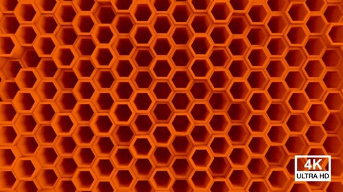 Abstract Orange Hexagon Grid Pulsing Background Loop Animation