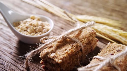 Oatcakes with Twine on Rustic Wooden Table