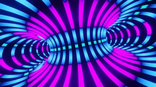 Abstract Purple and Blue Led Neon Rotating Tunnel Vj Loop Animation 3d Render