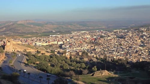 Panorama of Medina in Fes at Sunset Morocco