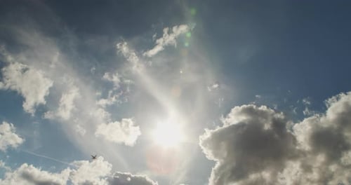 Beautiful Blue Sky with Fluffy White Clouds