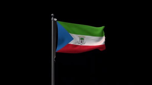 Waving Flag of Equatorial Guinea on Black Background