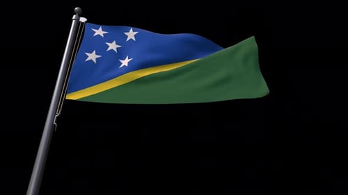 Waving Flag of Solomon Islands with Alpha Channel