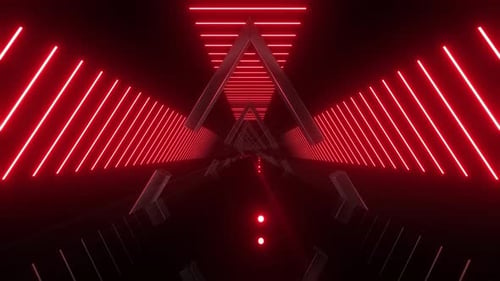 4k Red Rotate Triangle Neon Background 1