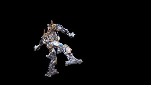 3D Animated Futuristic Robot Performing Dynamic Movement Actions