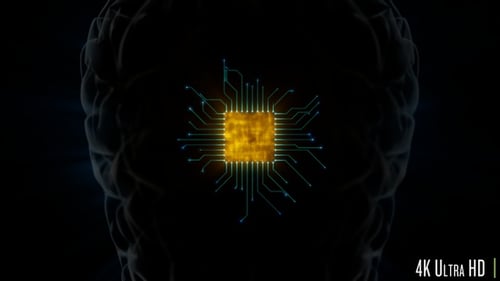 4K Brain Mikroprozessor-Hardware mit Anschlüssen Konzept für künstliche Intelligenz Zoom Out
