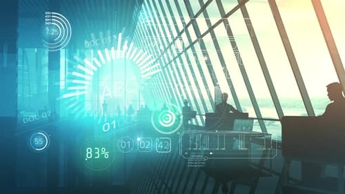 Tableau de données abstraites sur le fond d'un bureau moderne 4K