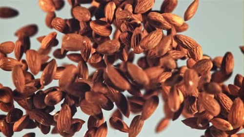 Falling Almonds Nutritious Snack Food Ingredient