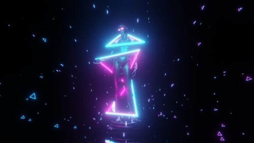 80s Retro Vaporwave Statue And Neon Light
