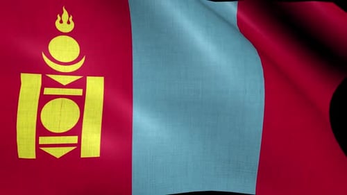 Realistic Waving Flag of Mongolia Animation